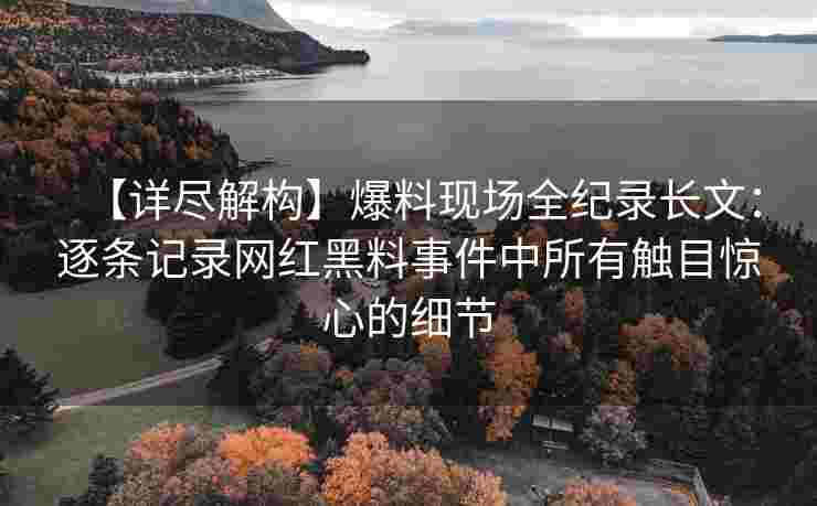 【详尽解构】爆料现场全纪录长文：逐条记录网红黑料事件中所有触目惊心的细节