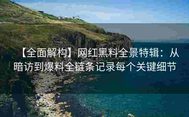 【全面解构】网红黑料全景特辑：从暗访到爆料全链条记录每个关键细节