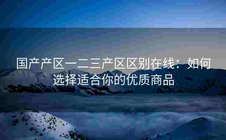 国产产区一二三产区区别在线：如何选择适合你的优质商品