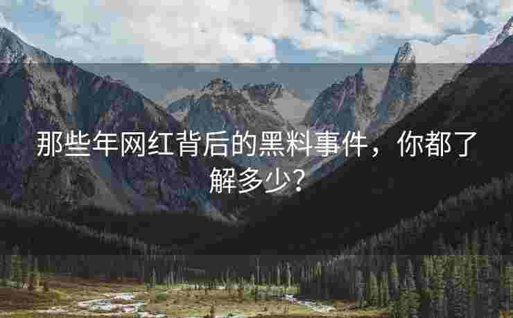 那些年网红背后的黑料事件，你都了解多少？